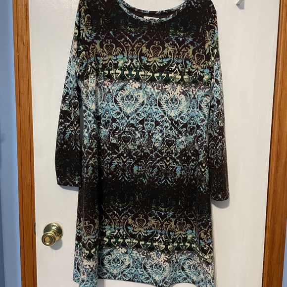 Women’s Brown & Turquoise/Blue Knit Dress, Size Medium - Picture 7 of 13
